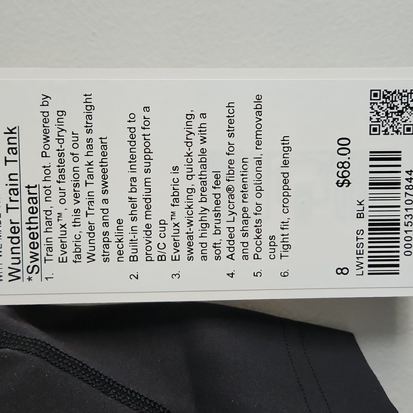 Lululemon NWT Wunder Train Tank *Sweetheart Size 8 - Picture 2 of 6